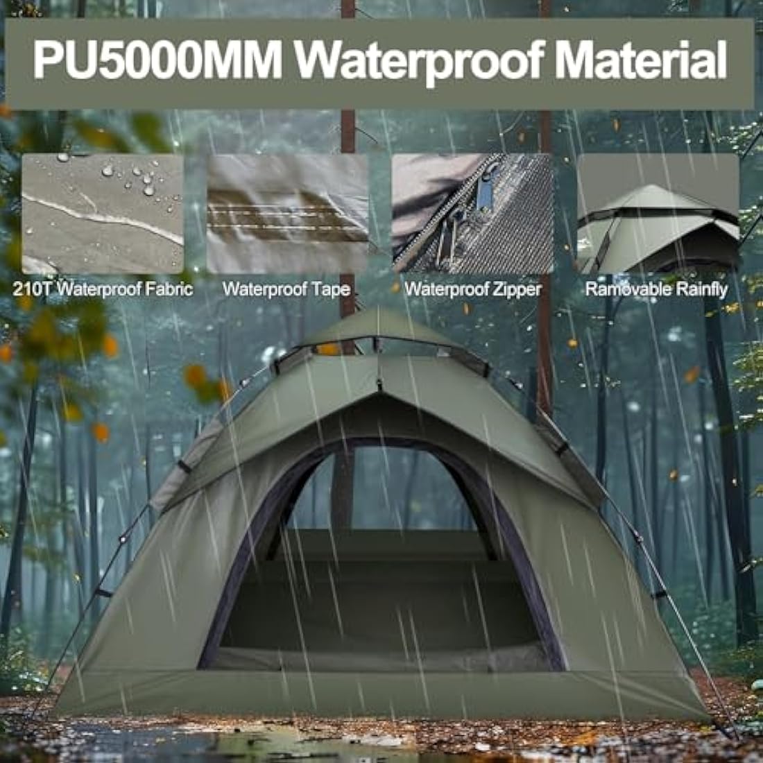 Mimajor Pop Up Camping Tent | 2-3 Person Waterproof Instant Dome Tent