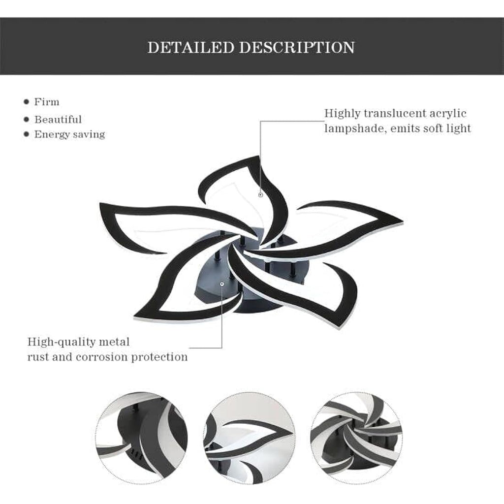 Riserva Modern Petal LED Ceiling Light | 60W Cool White Acrylic Lamp