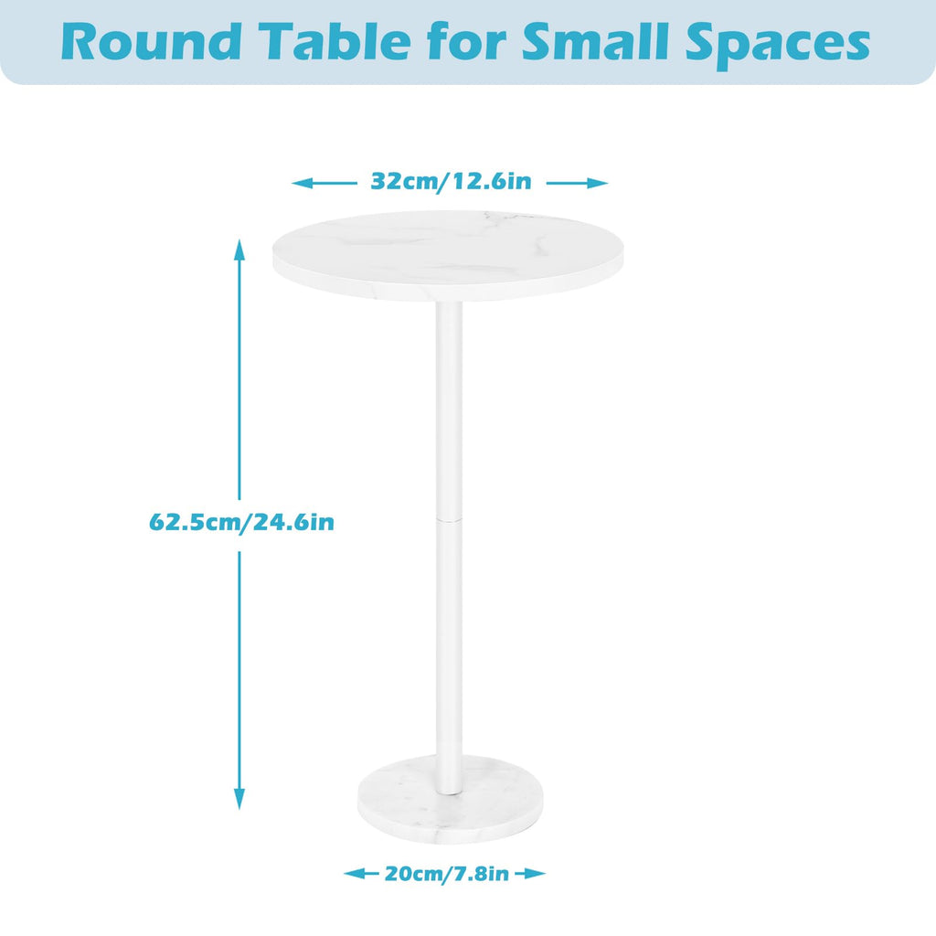 smusei Round Side Tables Set of 2 – White Marble Base Coffee Tables