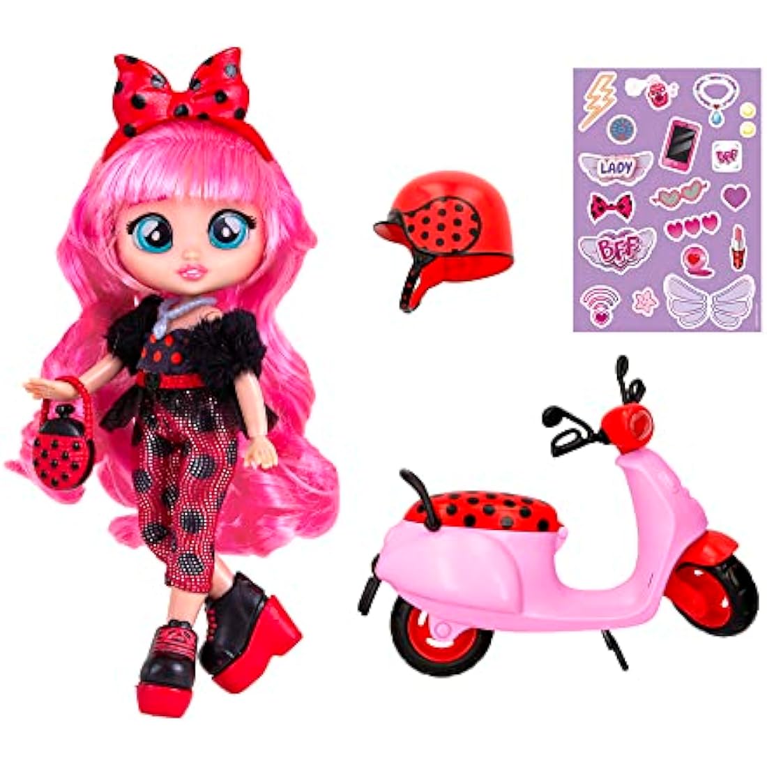 Cry Babies BFF Lady Playset con Scooter e 10 Accessori - Bambola