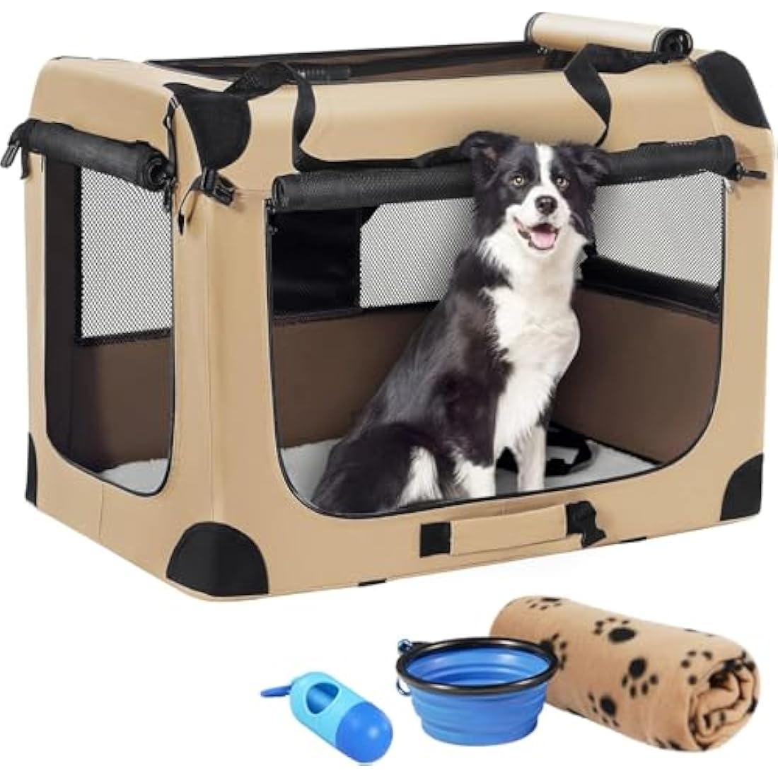 Petprsco Portable Soft Dog Crate – Collapsible Travel Kennel with Accessories