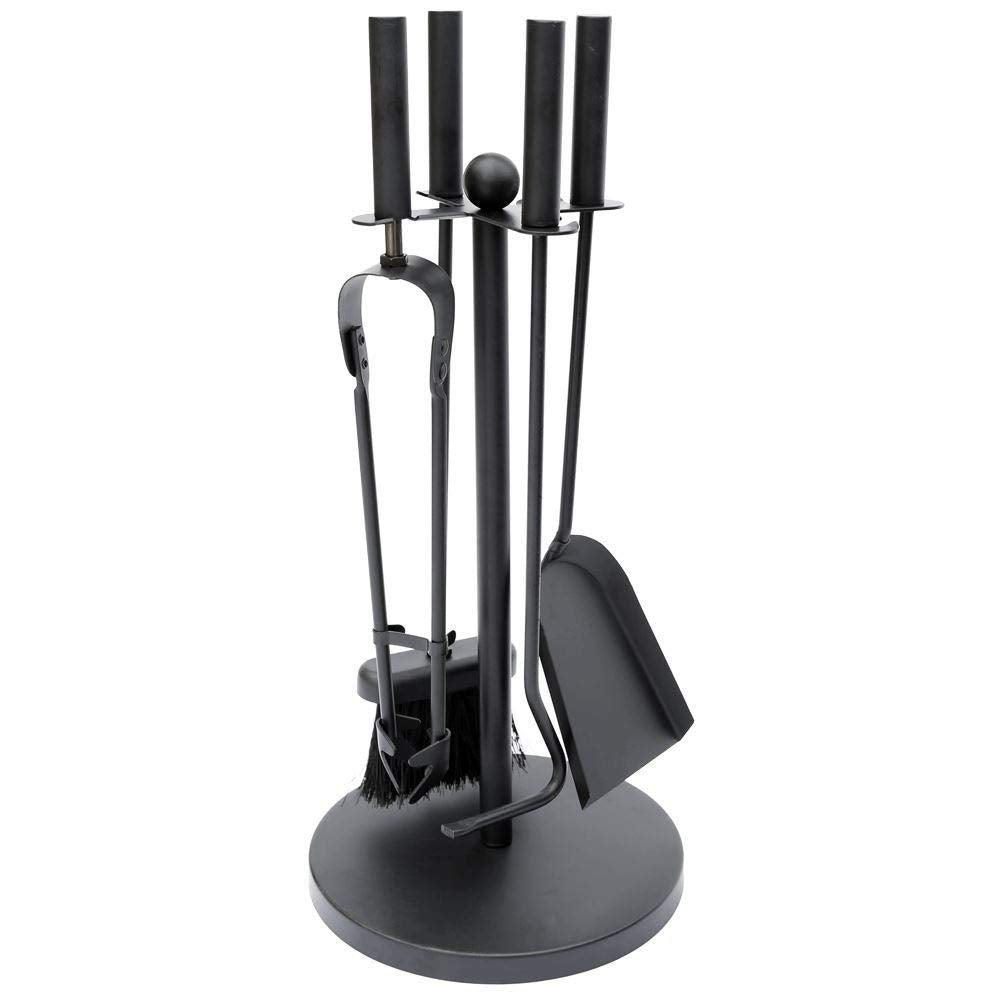 Fire Vida Warwick 5 Piece Fireplace Companion Set - Black Cast Iron