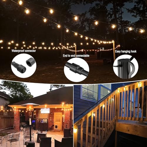 Skeerei 22M Festoon Lights Outdoor - 36+2 LED Shatterproof String Lights