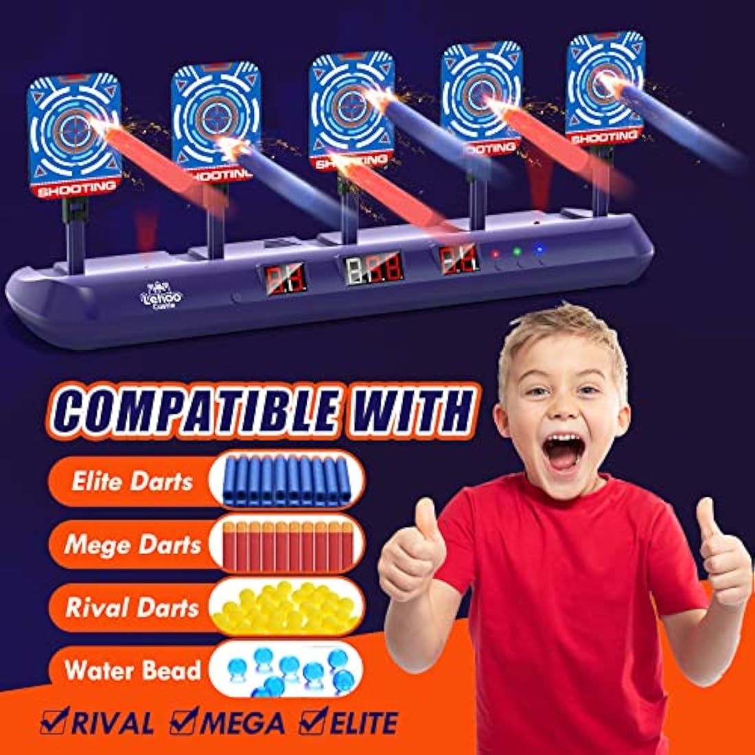 Lehoo Castle Electronic Digital Nerf Target Set with Gun and Bullets