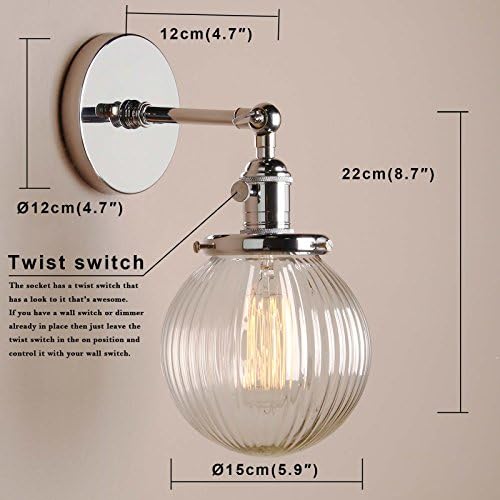 Industrial Ribbed Glass Wall Sconce – Chrome Retro Light