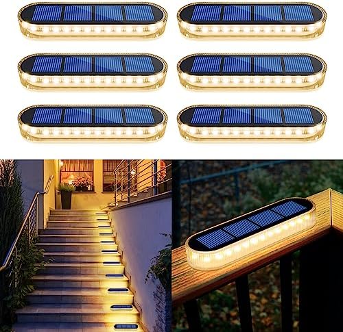 Solar Deck Lights – IP68 Waterproof 30 LED Garden Step Lights, 6 Pack