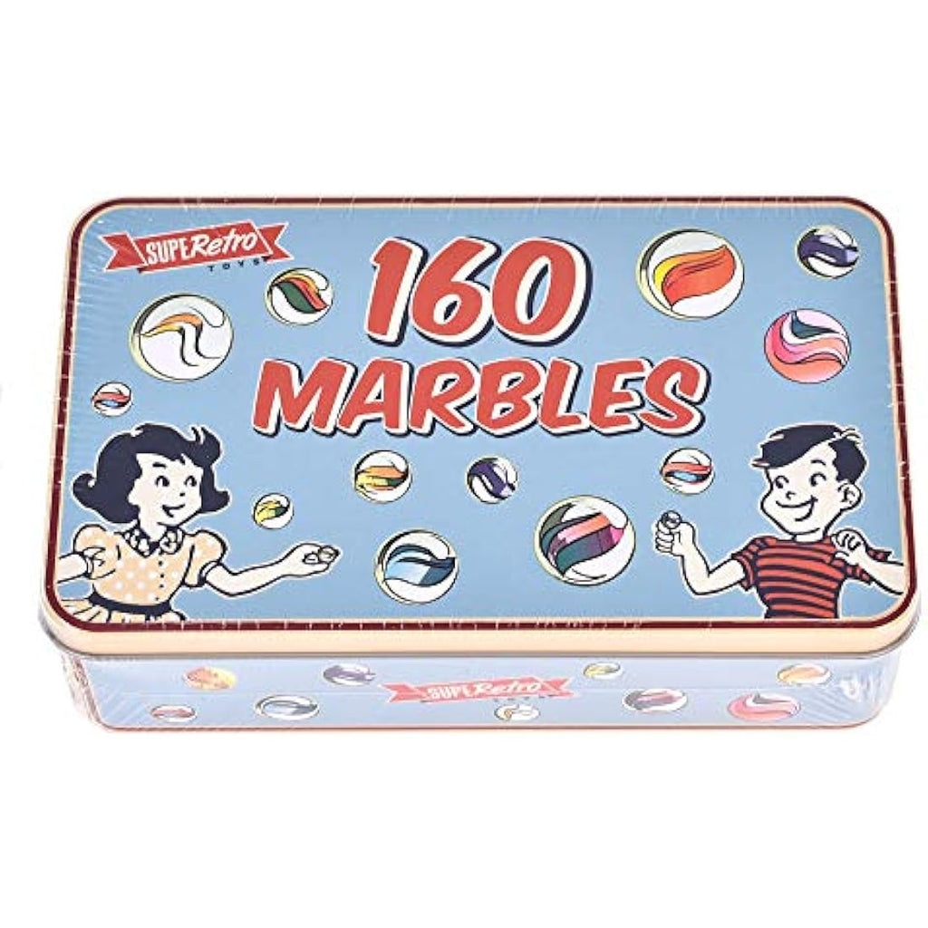KandyToys SupeRetro 160 Piece Glass Marbles in Vintage Storage Tin