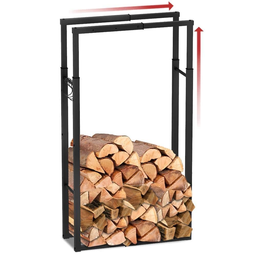 VOUNOT Firewood Log Rack – Retractable Metal Holder with 9 Sizes