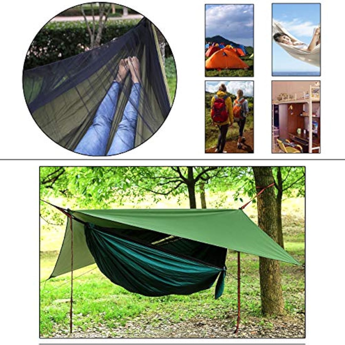 YCD Portable Camping Hammock Set with Mosquito Net and Rain Fly