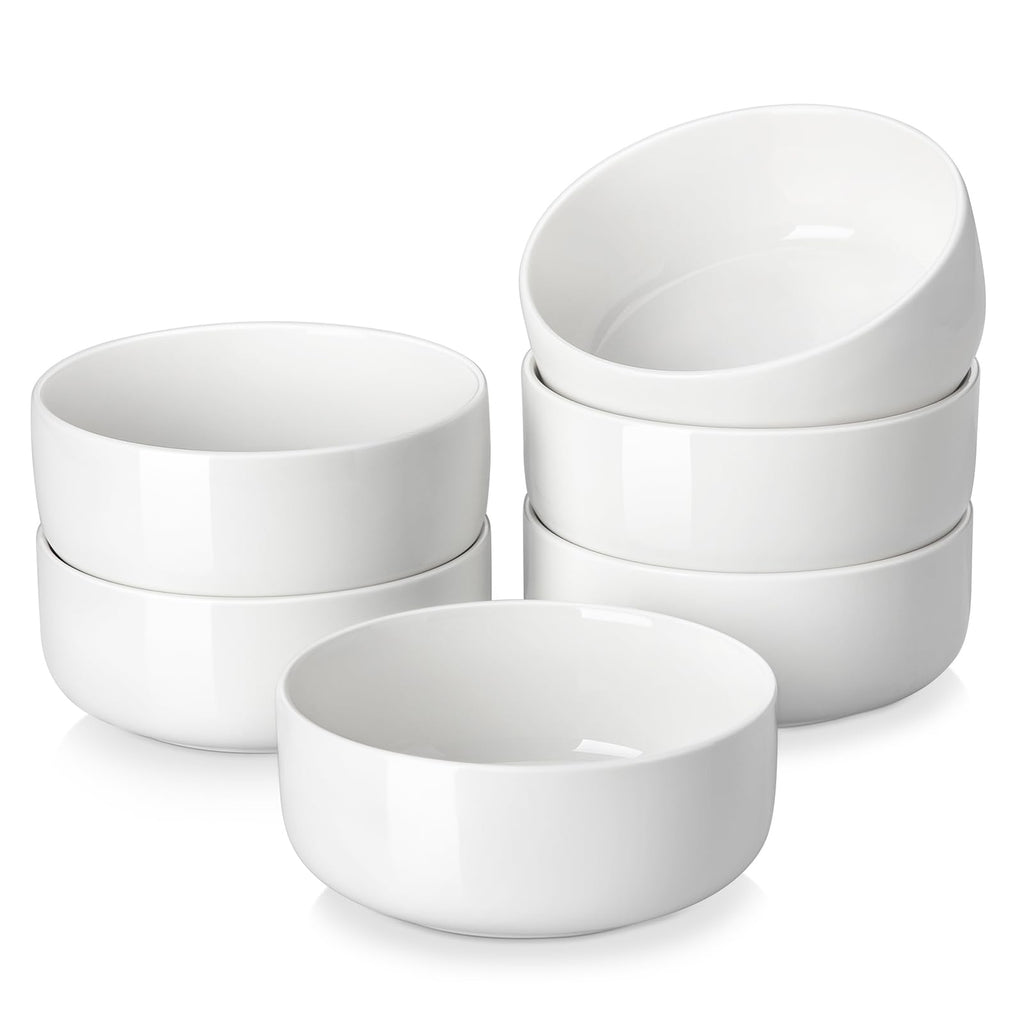 MALACASA 24 oz Cereal Bowls Set of 6 – White Porcelain Soup Salad Bowls