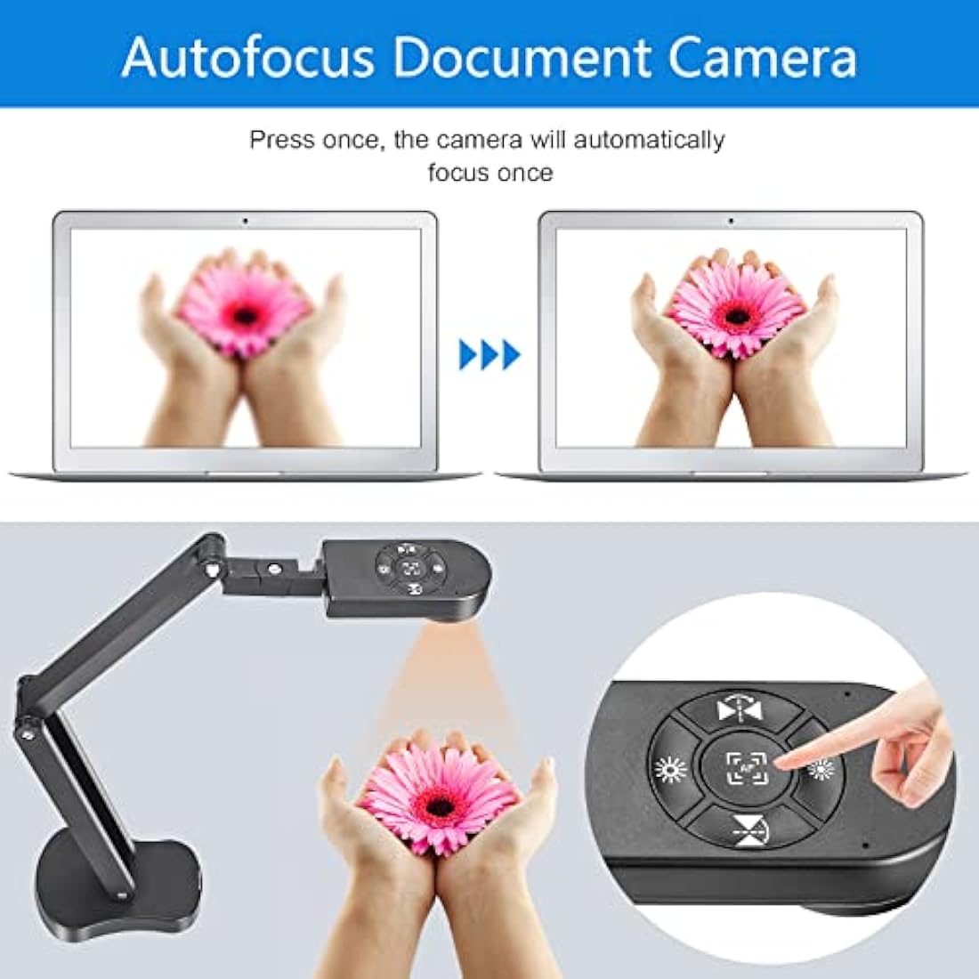 Kitchbai 4K USB Document Camera – 8MP Visualiser for Teaching & Zoom