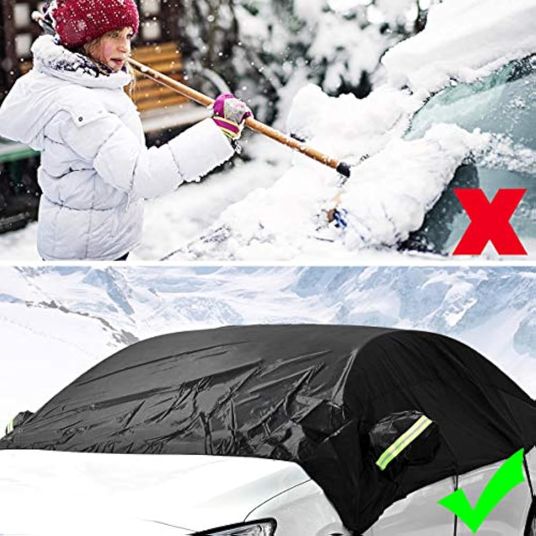 Queta Windshield Snow Cover | All-Weather Aluminum Car Ice Guard