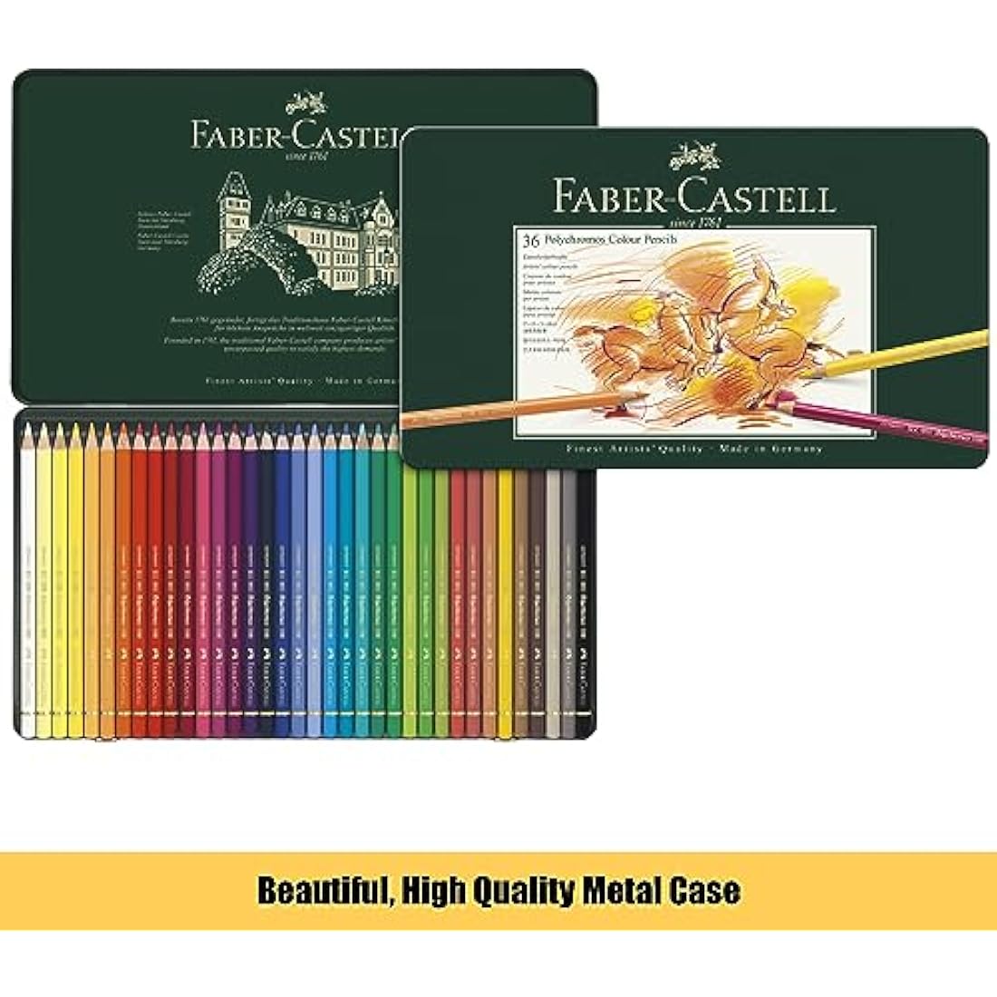 Faber-Castell Polychromos Pencils Tin of 36 & A4 Sketch Pad Art Set