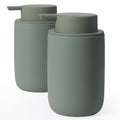 Autumnlife 2-Pack Matte Green Ceramic Soap Dispenser Set with Labels