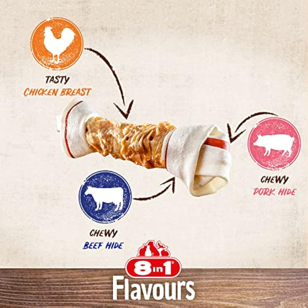 8in1 Triple Flavour Bone L – Chicken, Pork & Beef Hide Dog Chew