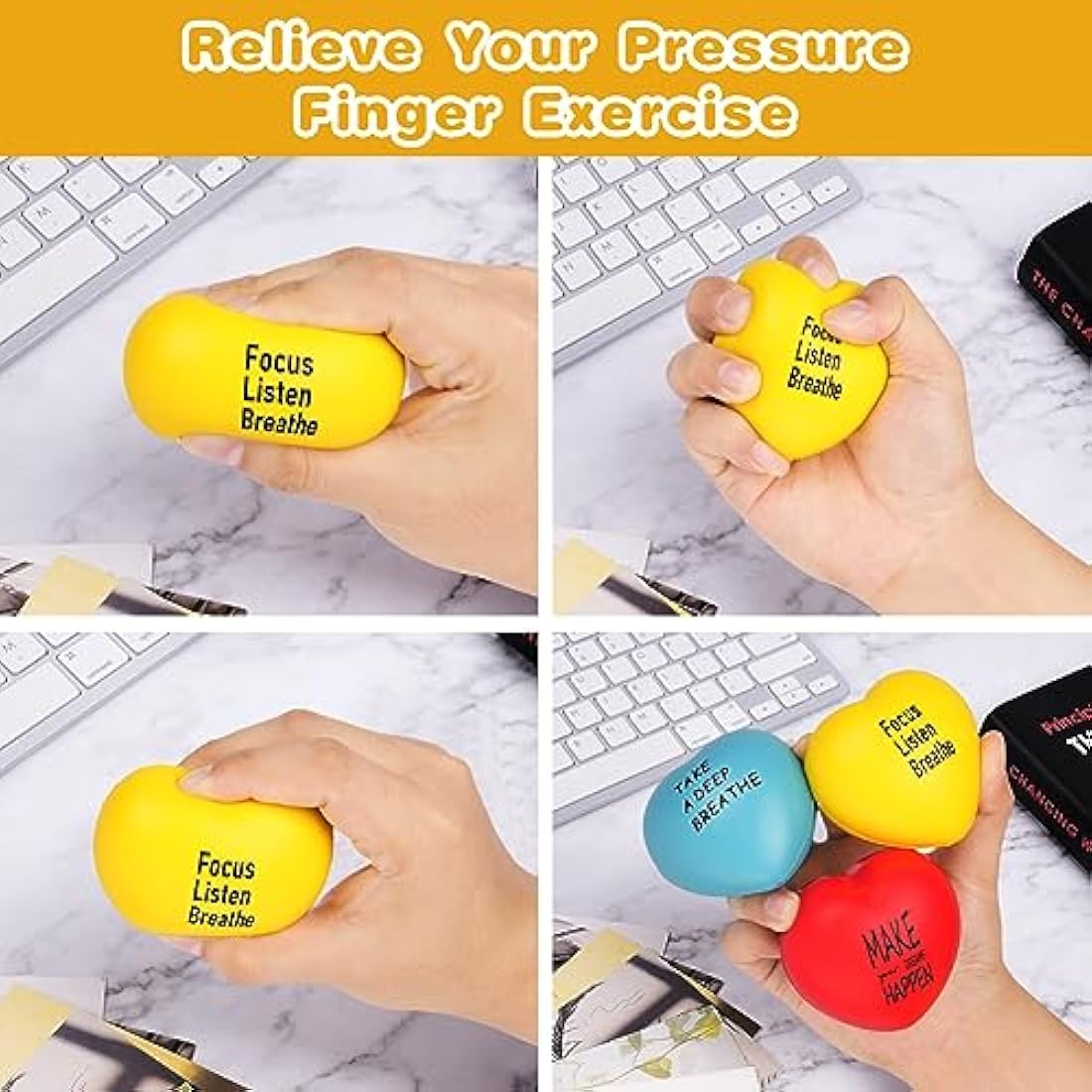 Heart Squeeze Stress Balls – 4 Pack Sensory Fidget Toys