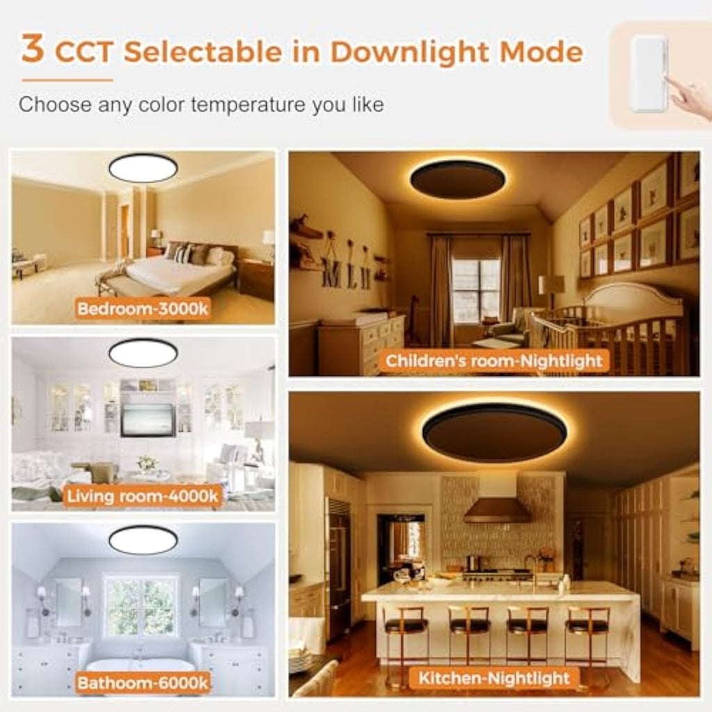 Slochi 36W LED Ceiling Light | 40cm Dimmable Flush Mount with Remote