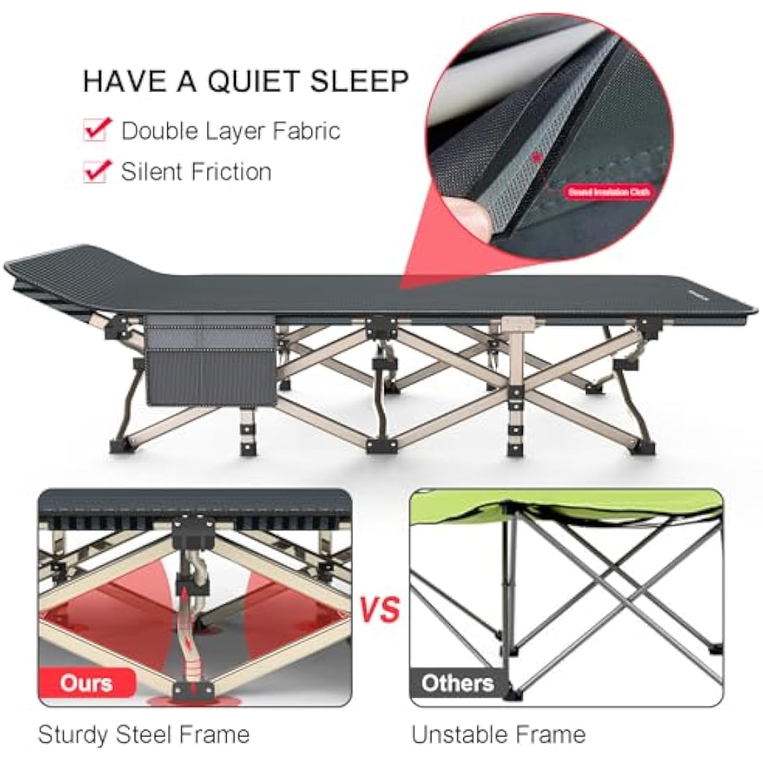 ATORPOK Folding Camping Cot – Heavy Duty 450lbs Portable Sleeping Bed