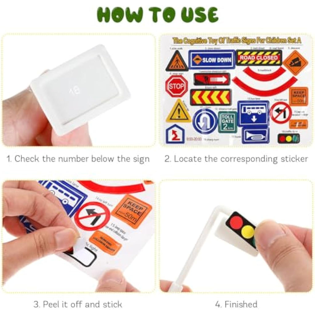 NUOBESTY 62pcs Miniature Traffic Signs – Kids Educational Road Toys