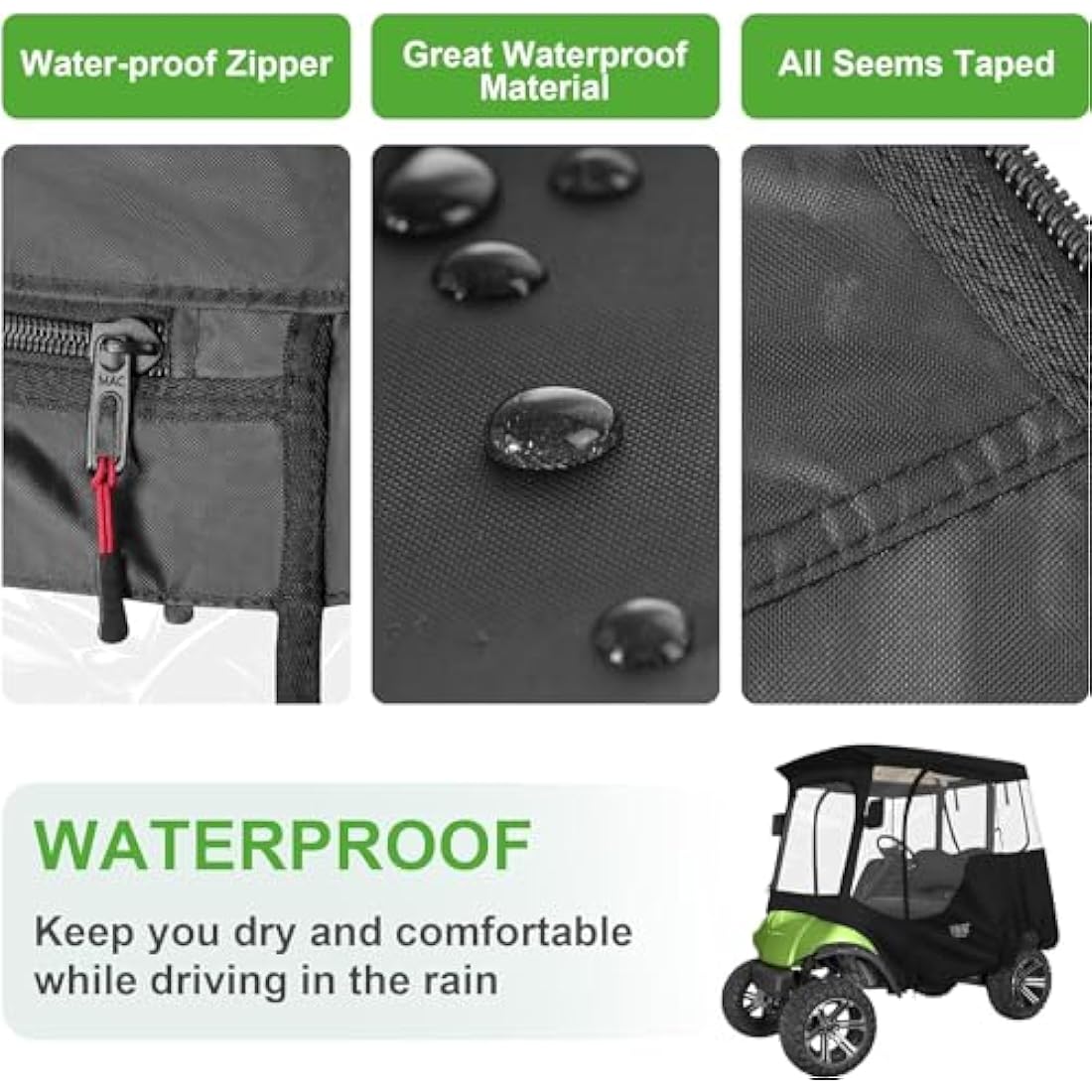 10L0L 2-Seater Golf Cart Enclosure for Yamaha G14-G29 Drive2 | Waterproof