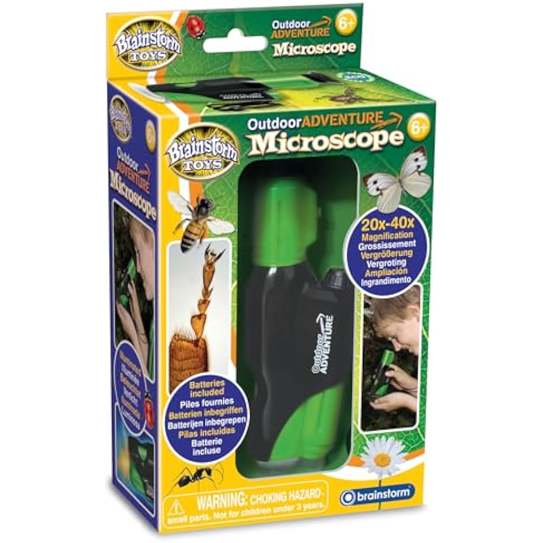 Brainstorm Toys Kids Portable Microscope – 20x-40x Zoom STEM Toy