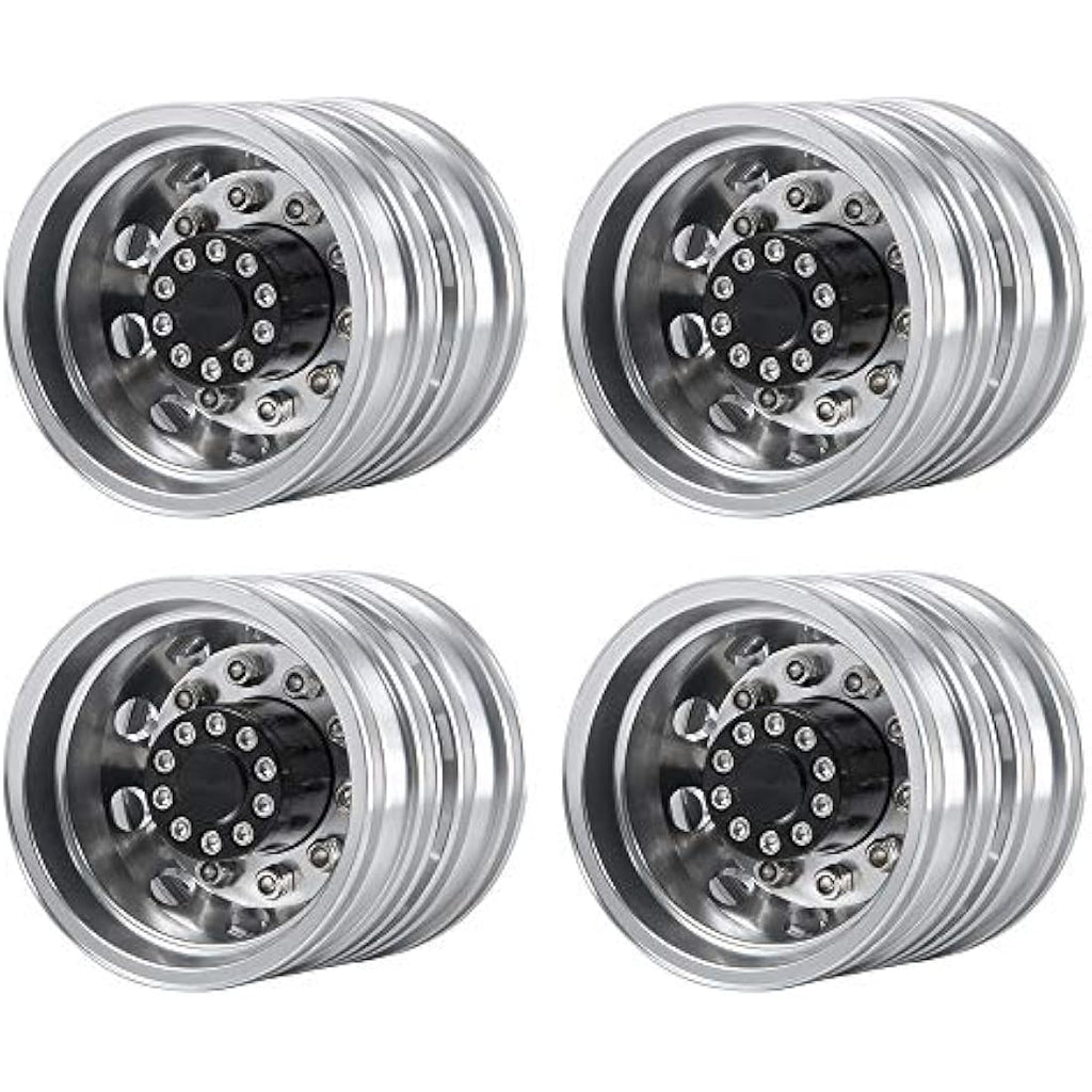 Jolof Store 1/14 Tamiya RC Tractor Metal Rear Wheel Rims - 4 Pack