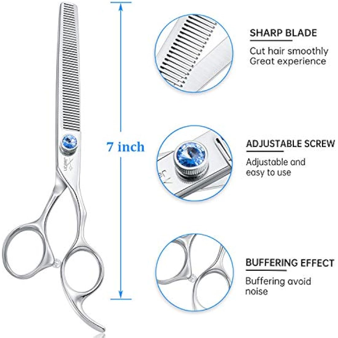 JASON 7" Dog Grooming Thinning Scissors | 50 Teeth 440C Stainless Steel