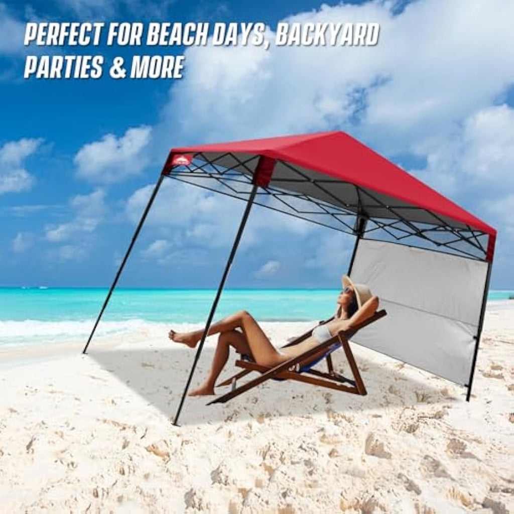 EAGLE PEAK 8x8 Slant Leg Portable Canopy with Backpack Case - Red