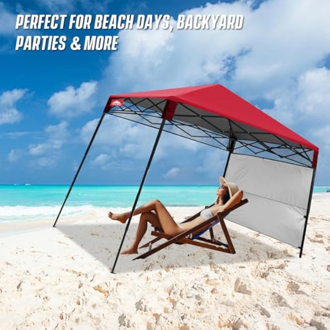EAGLE PEAK 8x8 Slant Leg Portable Canopy with Backpack Case - Red