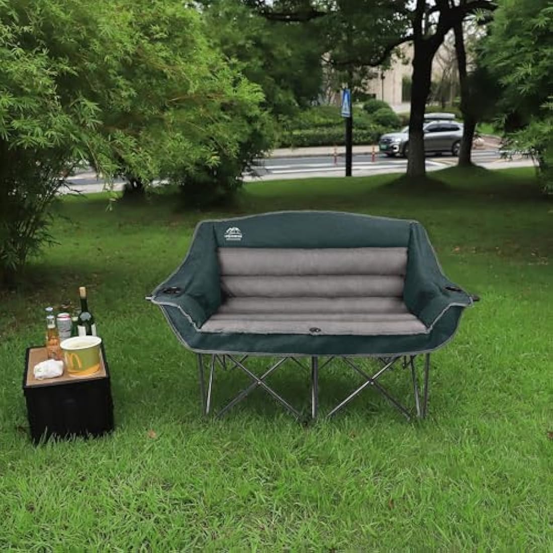 LANMOUNTAIN Double Camping Chair – Heavy Duty Padded Folding Loveseat