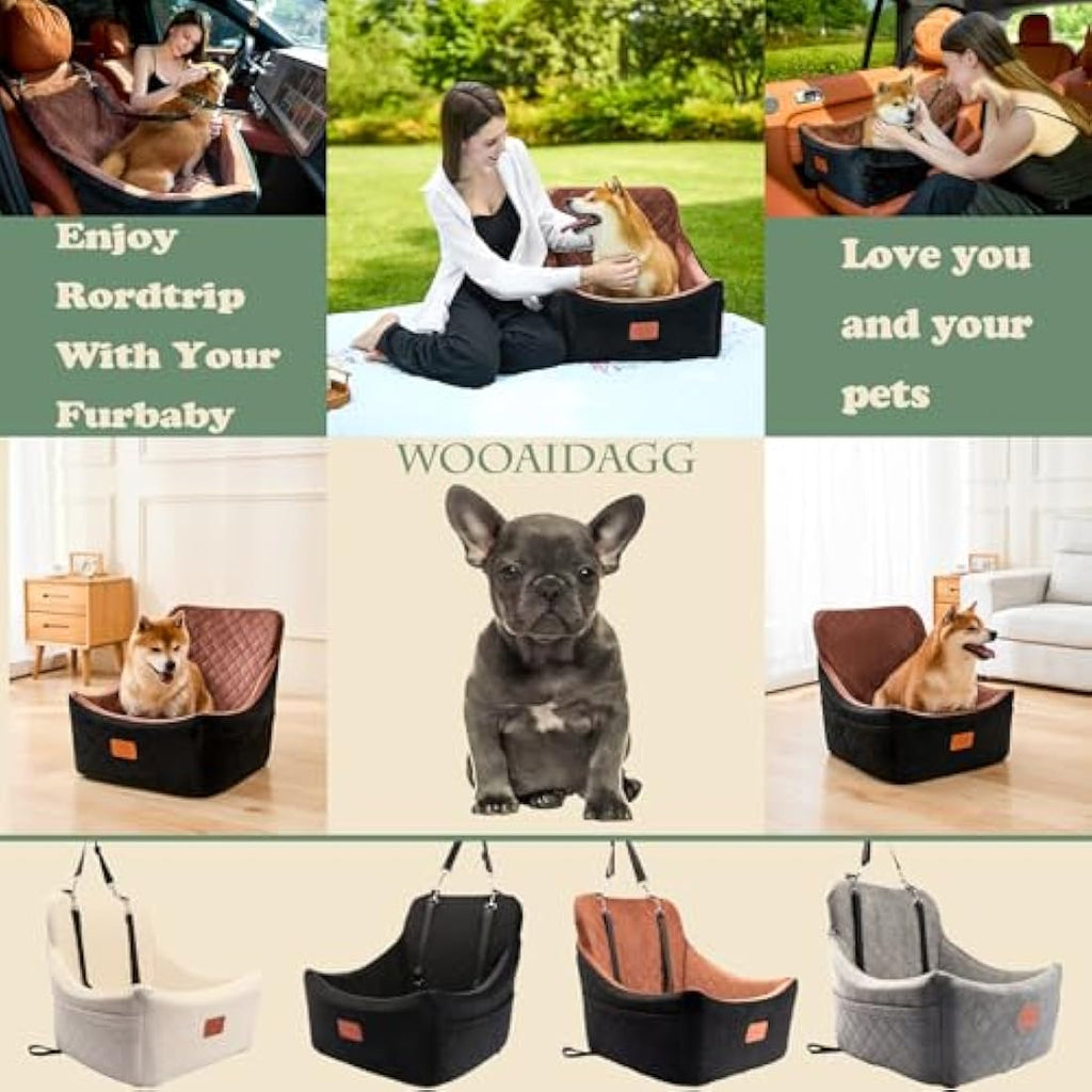 Wooaidagg Dog Car Seat | Memory Foam Pet Booster Bed for Medium Dogs