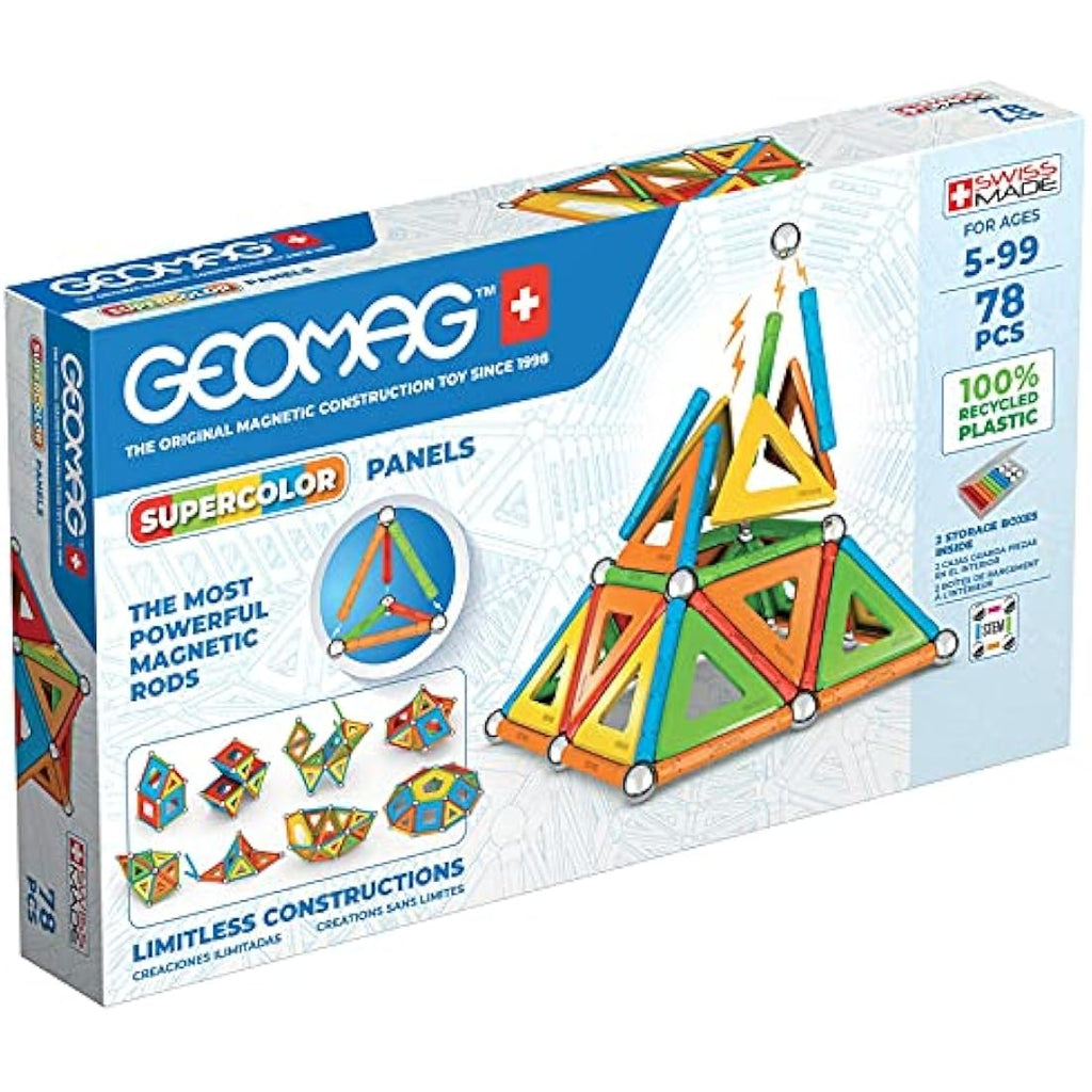 Geomag Supercolor Magnetic Construction Set - 100% Recycled Plastic - 78pc