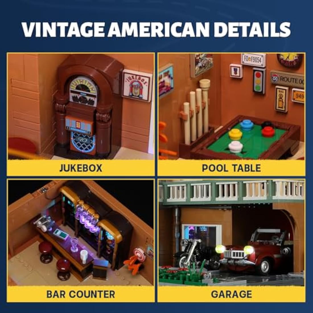 FUNWHOLE City Car-Hotel Modular Building Set with Lights – 1970 Pieces
