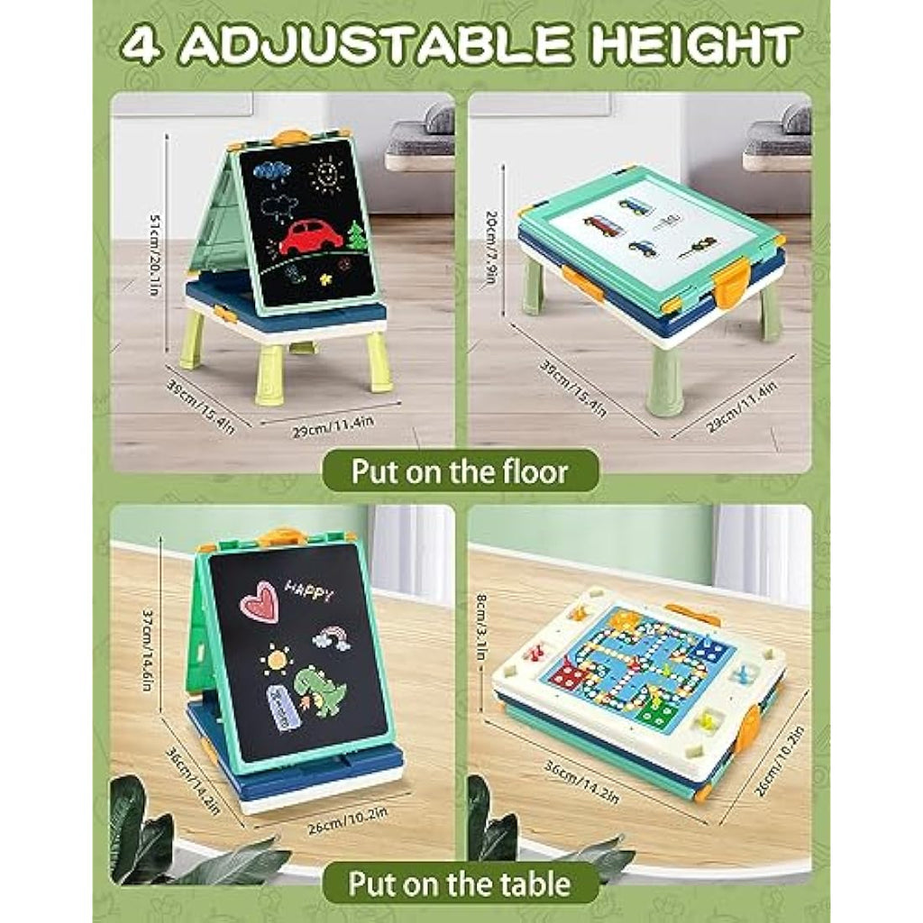 Jolof Store 4-in-1 Kids Tabletop Art Easel – Foldable Magnetic Board