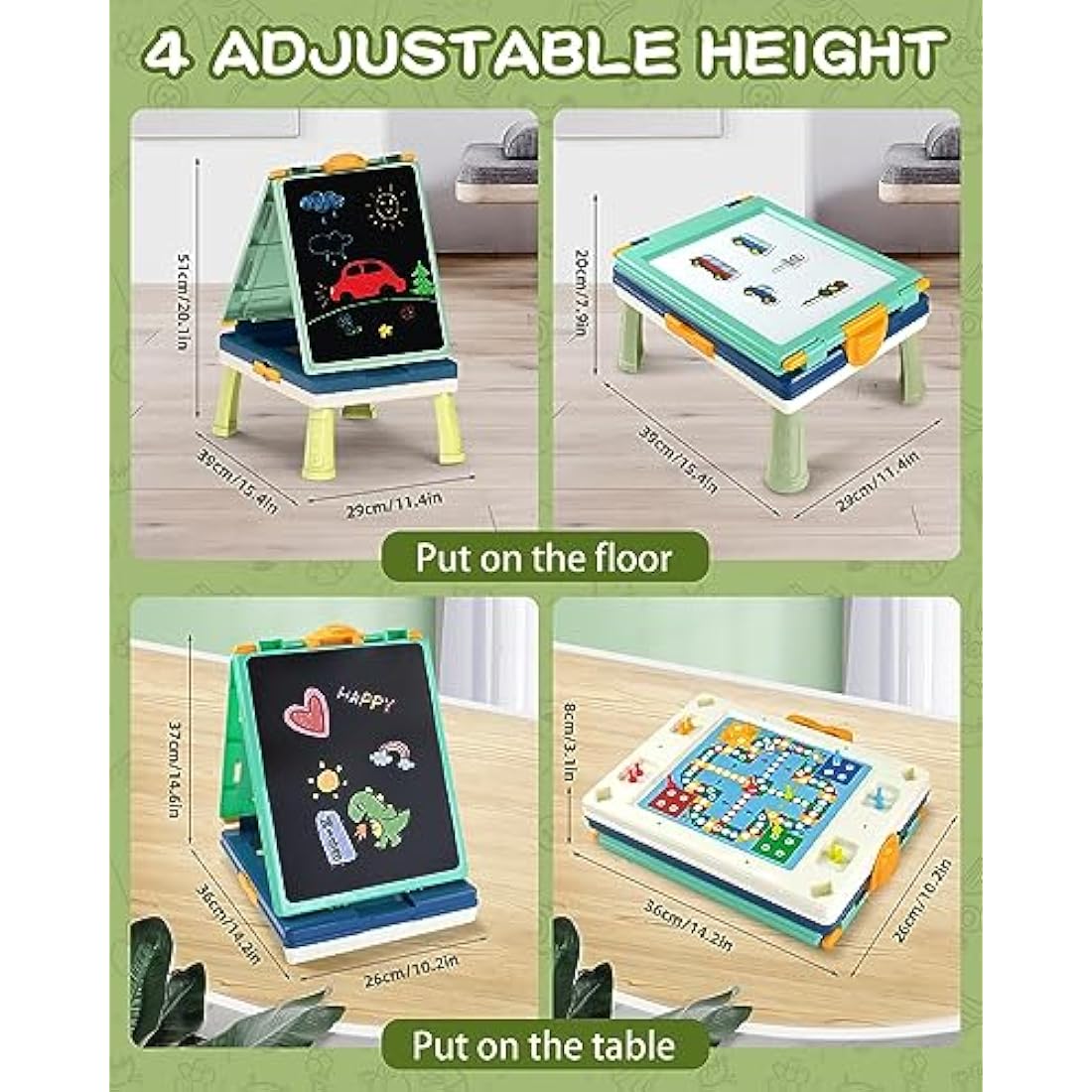 Jolof Store 4-in-1 Kids Tabletop Art Easel – Foldable Magnetic Board