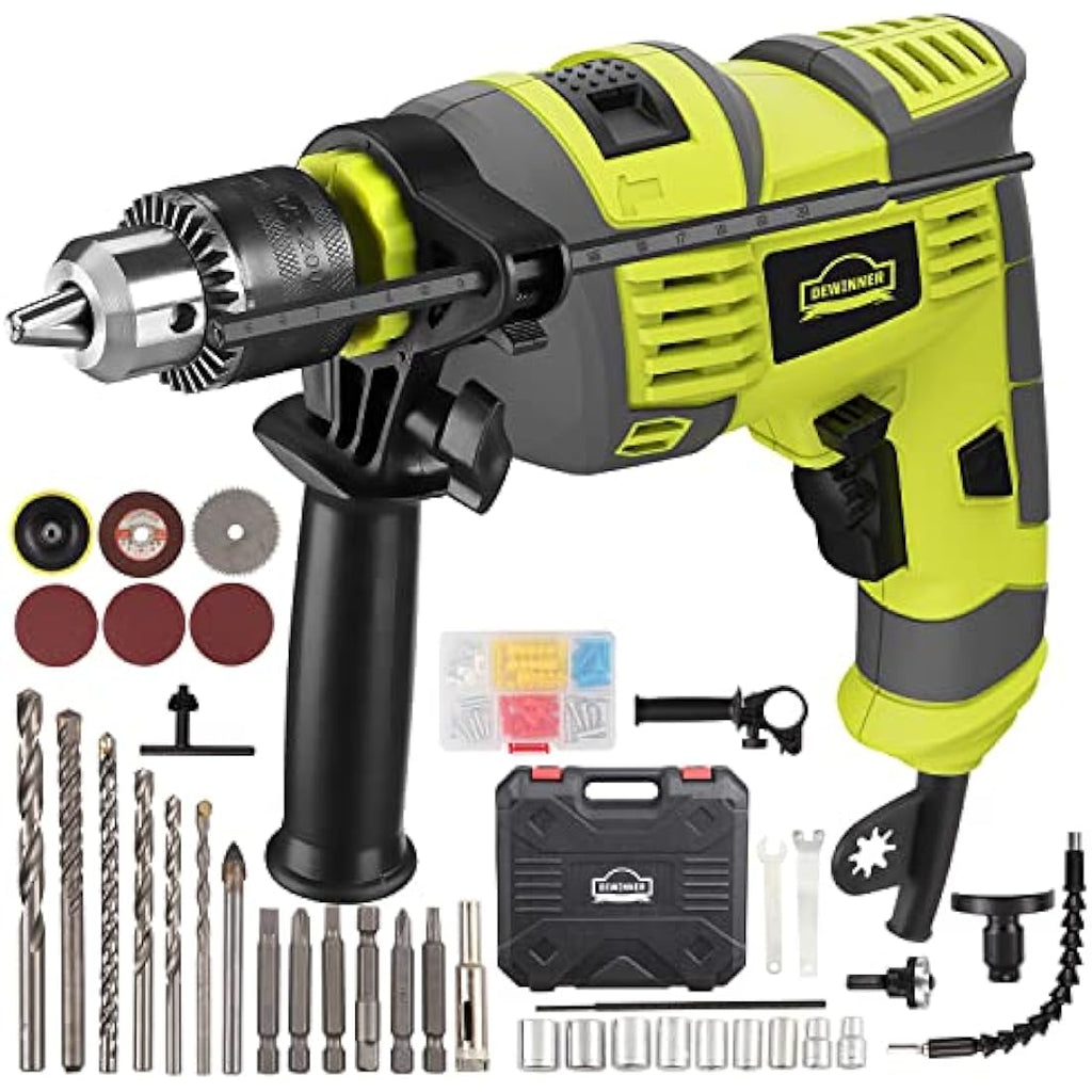 DEWINNER 710W Corded Hammer Drill | 13mm Metal Chuck & 102pc Accessory Kit