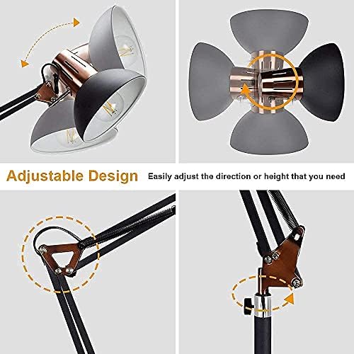 Jolof Store Modern Grey-Black Copper Adjustable LED Reading Floor Lamp