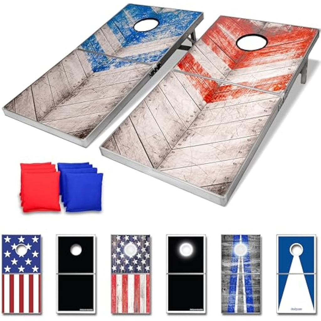 Jolof Store Cornhole Game Set – Regulation Size Rustic Red & Blue