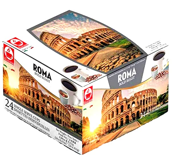 Bonini Roma Bold Dark Roast Italian Coffee Pods | Keurig Compatible | 48ct