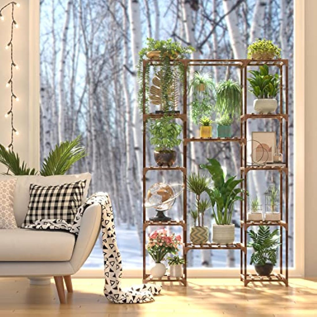12-Tier Wood Plant Stand – 62.2" Tall Indoor Flower Shelf