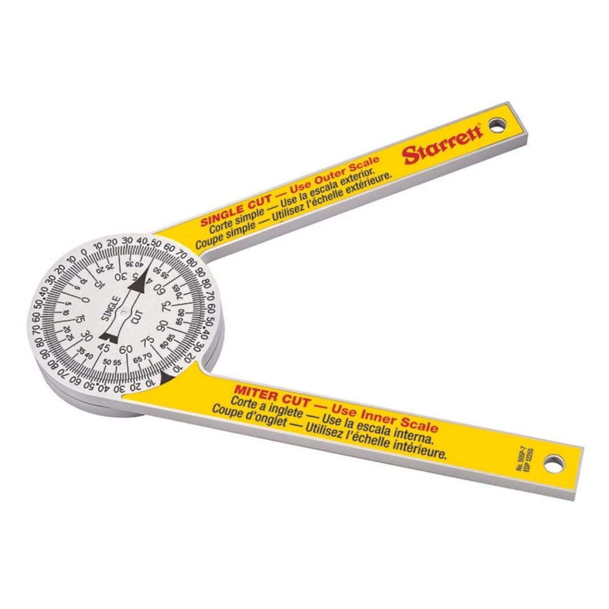 Starrett 505P-7 ProSite Miter Saw Protractor – 7-Inch Plastic Angle Tool