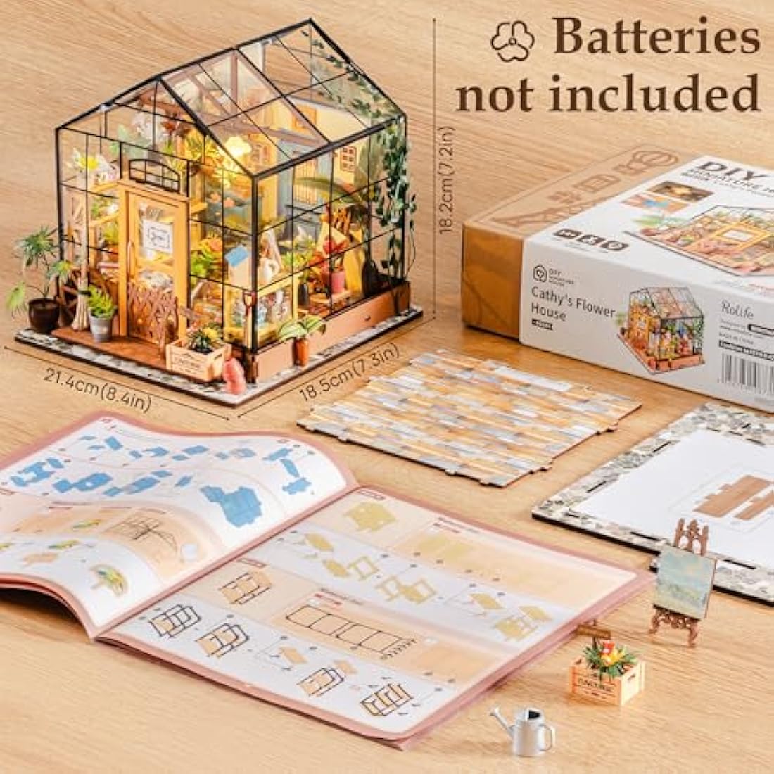 Rolife DIY Miniature Dollhouse Kit – Cathy's Flower House Greenhouse