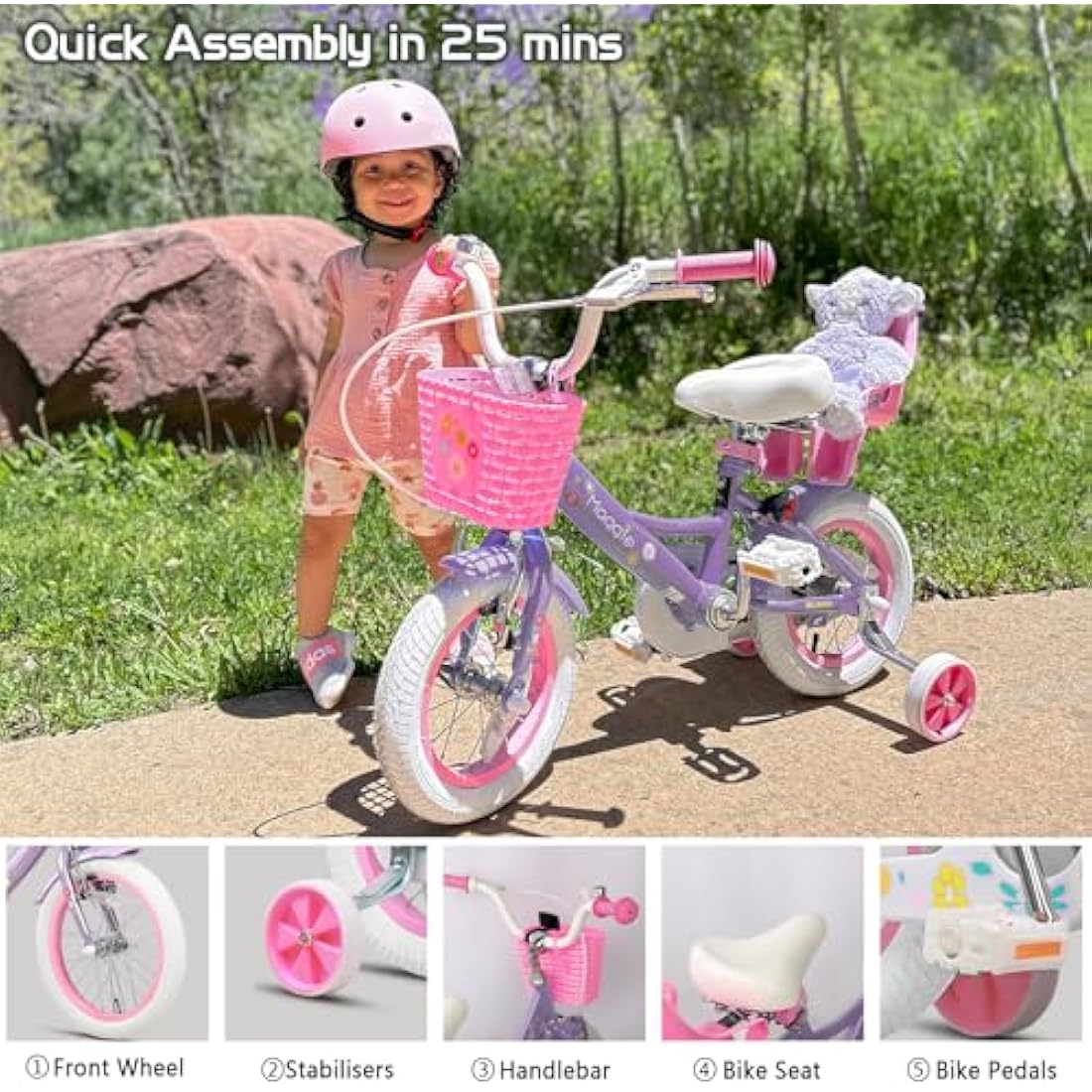 Glerc Maggie 12 Inch Girls Bicycle with Doll Seat and Basket