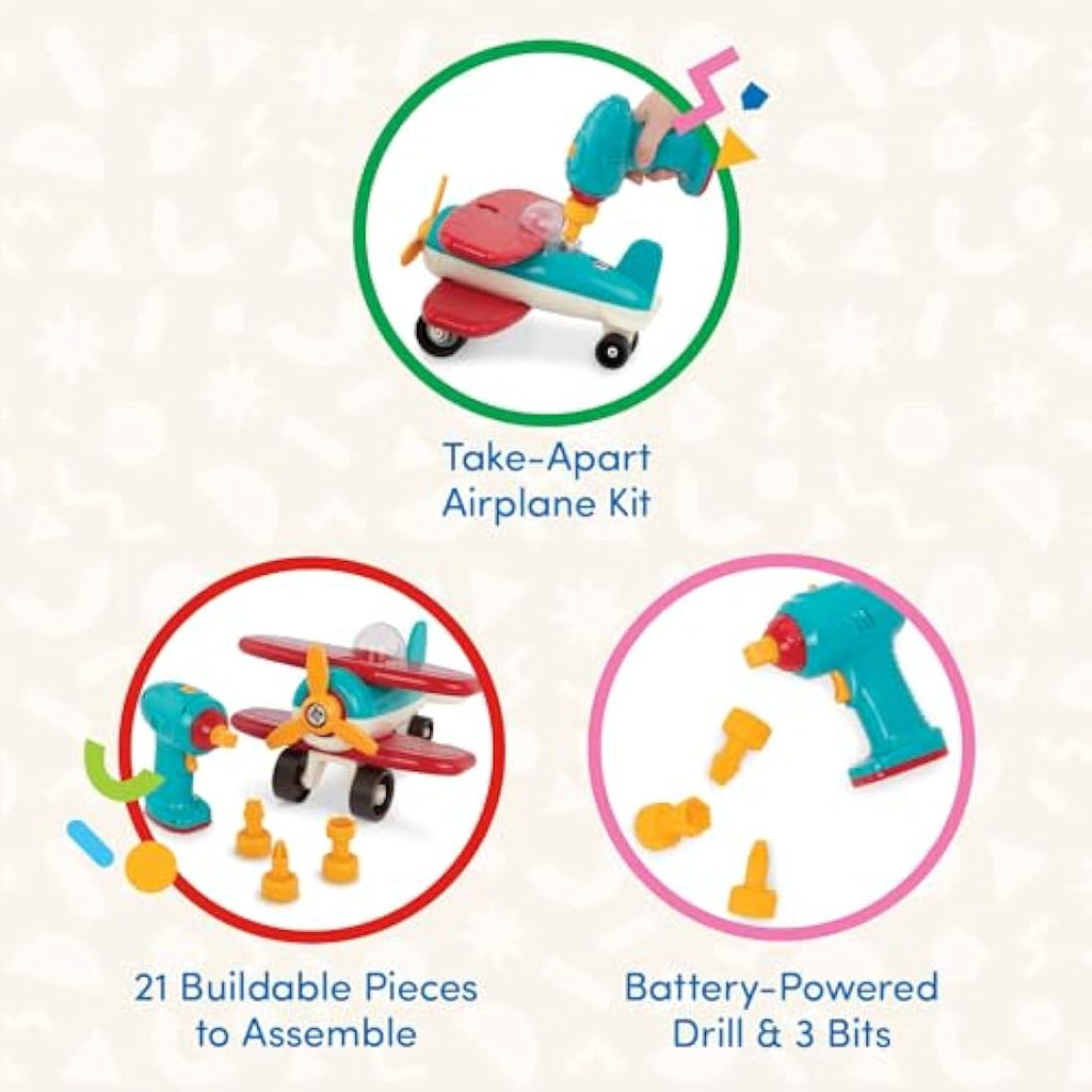 Battat Take-Apart Airplane Toy – 25pc Construction Set for Toddlers
