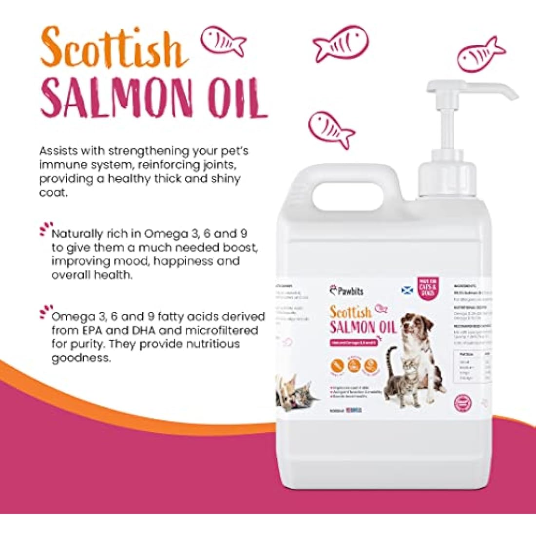 Pawbits Scottish Salmon Oil for Dogs & Cats – 5L Natural Omega 3 6 9