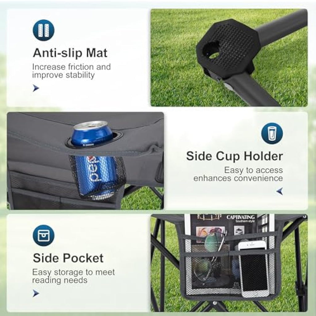 LET'S CAMP Folding Camping Chairs 2 Pack | Lightweight with Cooler Bag