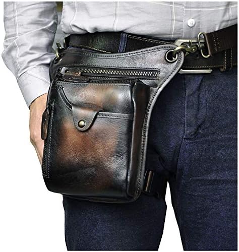 Men's Genuine Leather Motorcycle Drop Leg Bag & Waist Pack