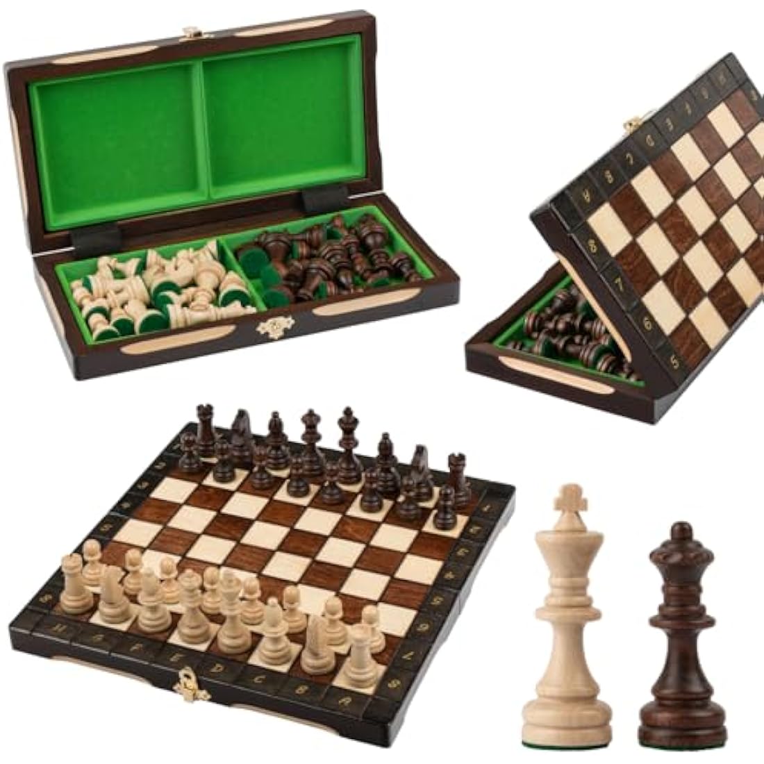 Master of Chess Champion Wooden Travel Chess Set – Handcrafted 29cm