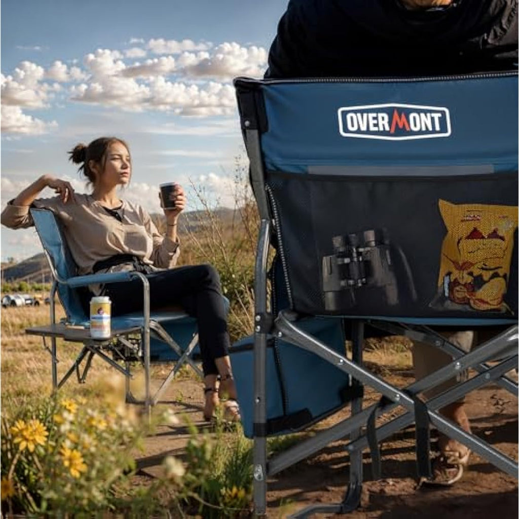 Overmont Heavy-Duty Directors Camping Chair with Side Table & Cooler