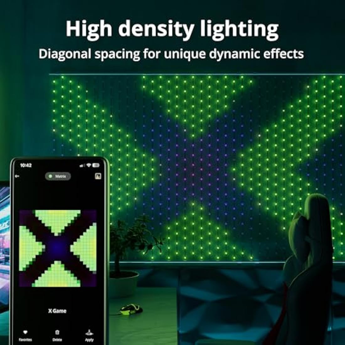 Twinkly Matrix 500 LED RGB Curtain – Smart Gaming Lights (0.5m x 2.4m)